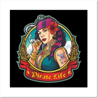 Pirate Life - Girl smoking a pipe Posters and Art